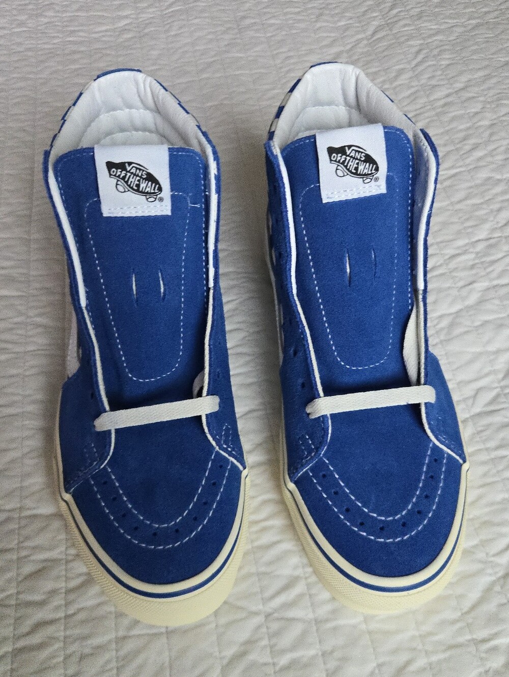Vans Classic Sk8 Hi Canvas Women Shoes Blue And White High Top Checkers 0926 - Picture 4 of 9
